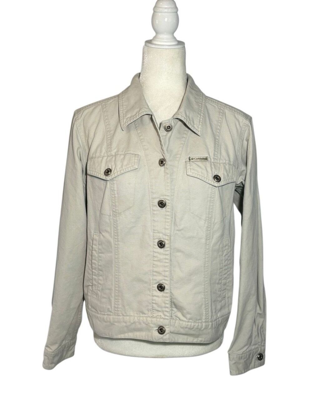 Columbia light khaki 100% cotton trucker jacket - M